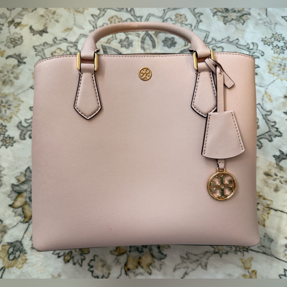 Tory Burch Light Pink Satchel with Gold Accents